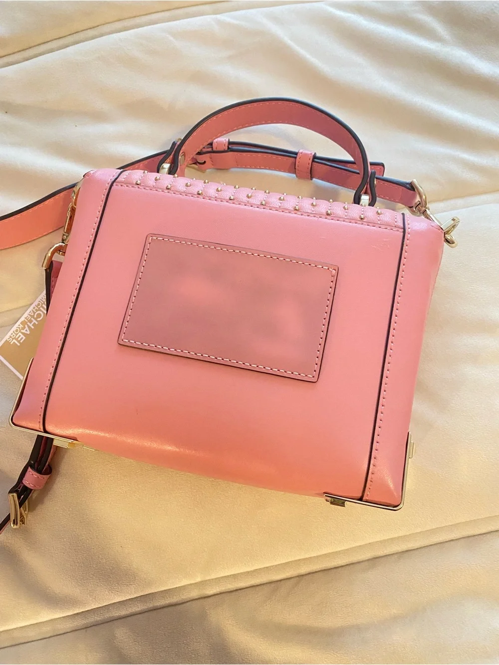 Michael Kors NWT Pink Studded Leather Top-Handle Crossbody Bag